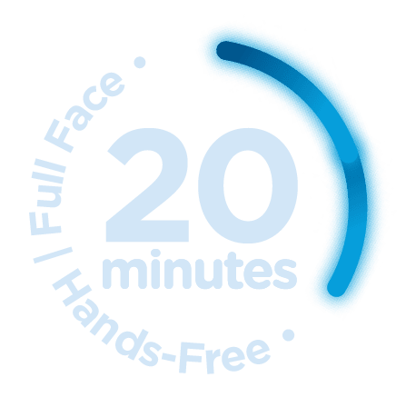 Full face in 20 minutes, hands free